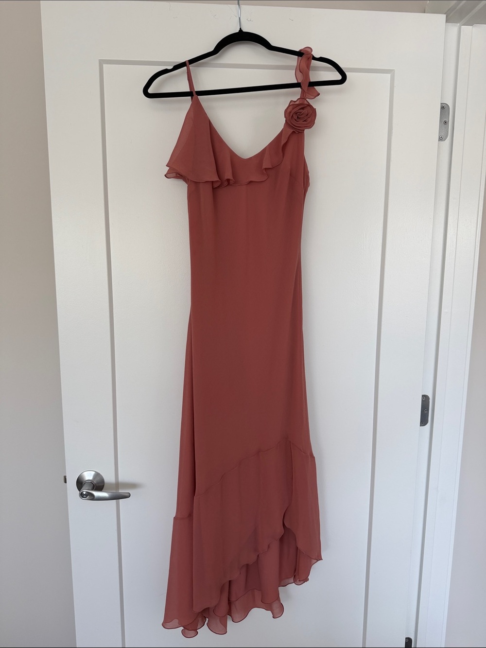 Wilfred One-Shoulder Ruffle Maxi Dress - Rosewood